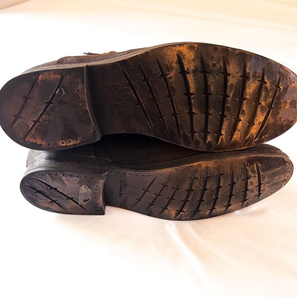 Clarks Mens Brown Nubuck Shearling Lined Ankle Boots 10M Winter Warm - Picture 10 of 14